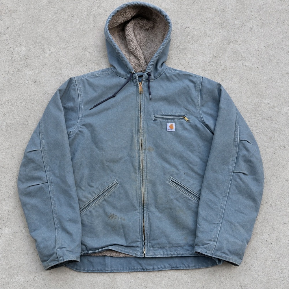 Carhartt WJ141 331 Sherpa Lined Sandstone Sierra Jacket Dusty Blue Small